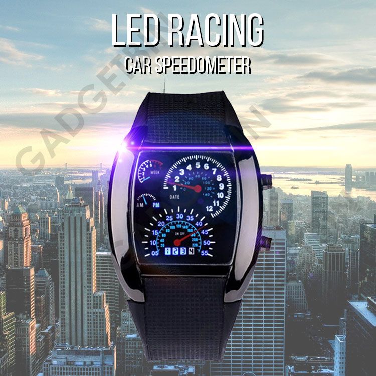 Korea Design LED Watch Car Racing RPM Speedometer Watch (BLACK)